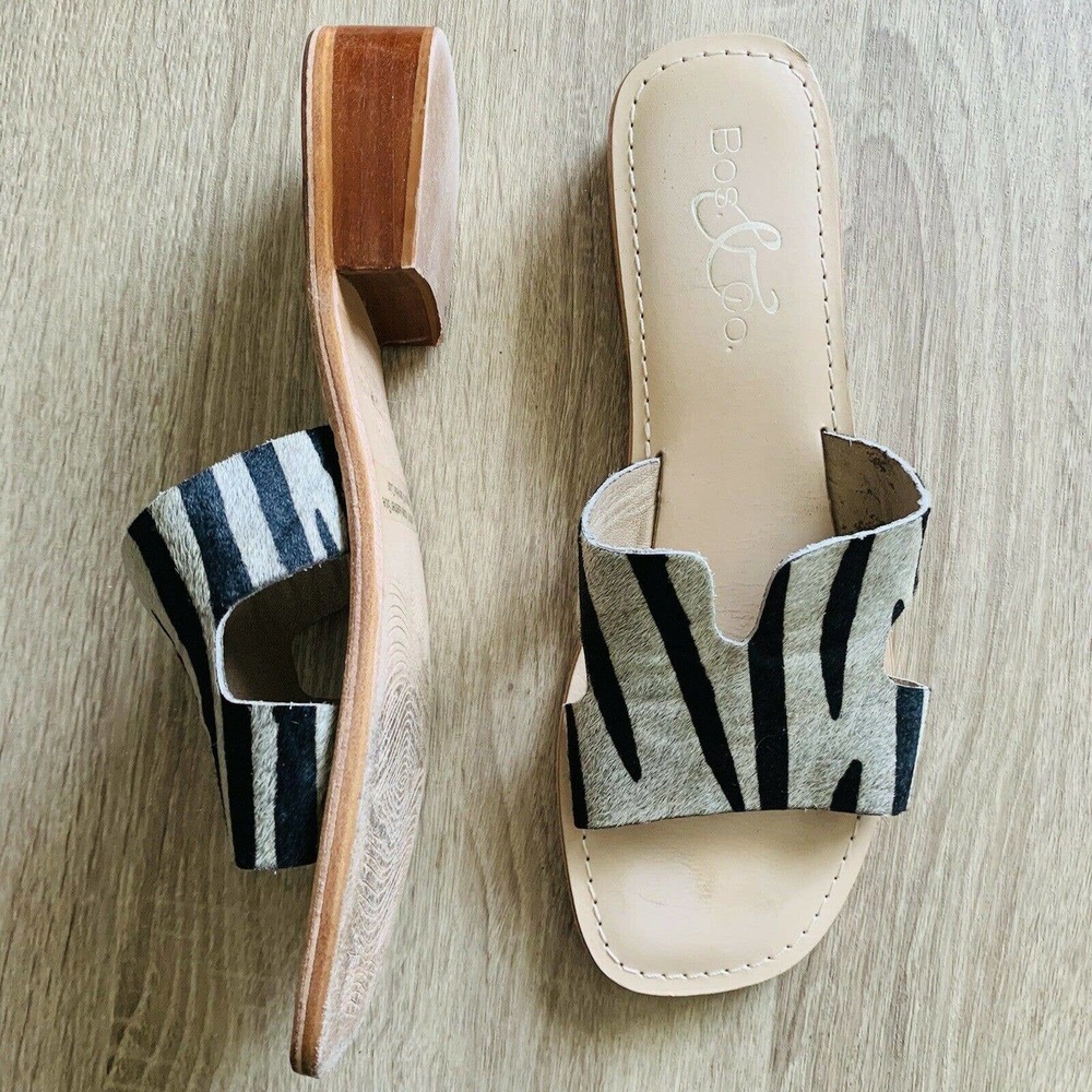 Bos and Co Imani Tiger Print Slide On Sandals - Picture 2 of 4